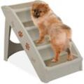 Hundetreppe 4 Stufen, kleine & große Hunde, Bett & Couch, Auto, Tiertreppe, HxBxT: 49 x 39 x 61 cm, grau - Relaxdays