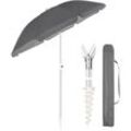 180cm Sonnenschirm Stabil Strandschirm mit Bodenhülse & Schutzhülle für Balkon Garten & Terrasse Neigungswinkel und Höhe verstellbar, Rund