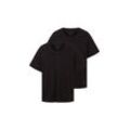 TOM TAILOR Herren Basic T-Shirt im Doppelpack mit V-Ausschnitt, schwarz, Uni, Gr. L