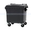 Müllcontainer fahrbarer Container 1100 L grau flacher Deckel, aus hochwertigem Kunststoff