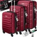 KESSER® 3tlg. Hartschalenkofferset Hartschalenkoffer Reisekoffer Set Reisekofferset Trolley Koffer Inkl. Kofferwaage + Gepäckanhänger Rollkoffer Schloss 4 Rollen ABS-Hartschale Teleskopgriff M-L-XL