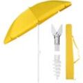 160 cm Sonnenschirm Stabil Strandschirm mit Bodenhülse & Schutzhülle für Balkon Garten & Terrasse Neigungswinkel und Höhe verstellbar, Rund