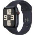 Apple Watch SE GPS Aluminium 44 mm + Cellular M/L Smartwatch (4,4 cm/1,73 Zoll, Watch OS 10), Sport Band, schwarz