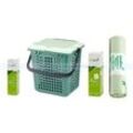 Bio Abfalleimer Natura Biomat Airbox offen grün im SET mit verschiedenen Bio Müllbeuteln in praktischer Verpackung