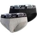 Replay Slip SLIP Basic Cuff Logo 2pcs Bo (Packung, 2er-Pack), grau|schwarz