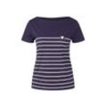 TOM TAILOR Damen T-Shirt mit U-Boot-Ausschnitt, blau, Streifenmuster, Gr. S