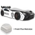Autobett "Police" Spielbett für Kinder 90x200 inkl. Lattenrost und Fresh Plus Matratze