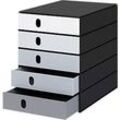 Schubladenbox Styro Styroval Pro Color Flow, für Formate bis C4, 5 geschlossene Schübe, grau/schwarz, Farbverlauf
