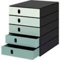 Schubladenbox Styro Styroval Pro Color Flow, für Formate bis C4, 5 geschlossene Schübe, grün/schwarz, Farbverlauf