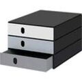 Schubladenbox Styro Styroval Pro Color Flow, für Formate bis C4, 3 geschlossene Schübe, grau/schwarz, Farbverlauf