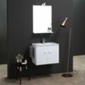 60 Cm Badezimmerschrank Mit Waschbecken Und Spiegel Quadratische Linie