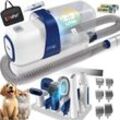 Hundeschermaschine mit Staubsauger Leise Schermaschine mit akku Haustierpflegeset mit Zubehör für Hund & Katze Tierhaarschneidemaschine Weiß / Blau