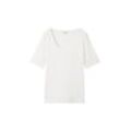TOM TAILOR Damen T-Shirt mit asymmetrischem Ausschnitt, weiß, Uni, Gr. XXL