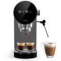 Espresso Siebträgermaschine mit Milchaufschäumer, 0,9L Retro Mini-Espressomaschine mit Siebträger, 1360 Watt Kaffeemaschine Klein, Kaffeemaschine für