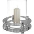 Windlicht FINK "RICARDO" Kerzenhalter Gr. H: 9,00 cm, silberfarben Kerzenhalter aus mundgeblasenem Glas