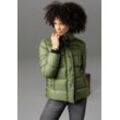 Steppjacke ANISTON CASUAL Gr. 34, grün (moosgrün) Damen Jacken Kurze im trendigen Two-tone-Dessin