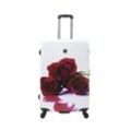 Koffer SAXOLINE "Roses" Gr. B/H/T: 51.00 cm x 78.00 cm x 28.00 cm, rot (weiß, rot) Koffer Trolleys mit Doppel-Spinner-Rädern