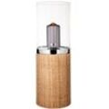 Windlicht FINK "CATANIA" Kerzenhalter Gr. H: 58 cm, braun (braun, silberfarben) Kerzenhalter aus Edelstahl, Glas und Rattan