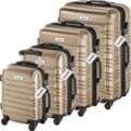 tectake® Hartschalenkoffer-Set, 4-teilig aus robustem ABS-Kunststoff inkl. Kofferwaage und -anhänger, 360° drehbare, abnehmbare Rollen, mit Sicherheits-Zahlenschloss