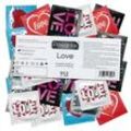 «Love» Motivkondome mit freizügiger Comfort-Form (144 Kondome)