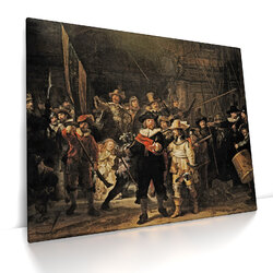 Die Nachtwache, Rembrandt - Poster oder Leinwandbild auf Keilrahmen, Wandbild