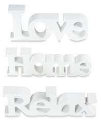 3er Set Schriftzug Holz Love/Relax/Home weiß braun schwarz MDF Buchstaben Deko