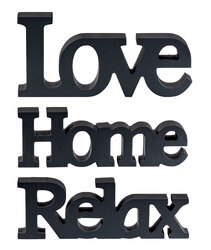 3er Set Schriftzug Holz Love/Relax/Home weiß braun schwarz MDF Buchstaben Deko