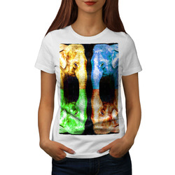 Wellcoda Elefant buntes Damen-T-Shirt, buntes lässiges Design bedrucktes T-Shirt