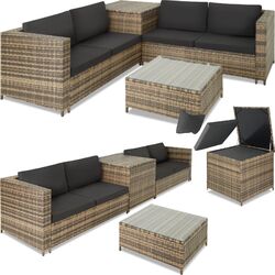 Polyrattan Gartenmöbel Sitzgruppe Rattan Gartenset Lounge Sofa Tisch Box Set✔Frei zu gruppierende Elemente ✔ inkl. Aufbewahrungsbox