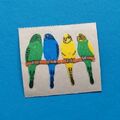Stickeralbum Sticker Vintage 90er Jahre Stoff Fuzzy Wellensittiche Vögel 