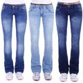 Damen Jeans Hose Bootcut Hüftjeans Schlaghose Flared Weites Bein 36 - 46  G27