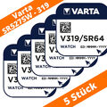 5 x Varta V319 Uhrenbatterie 1,55 V SR527SW SR64 Watch Knopfzelle Silberoxid
