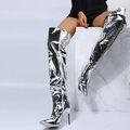 Sexy High Heel Heels Stiefel Overknee Reißverschluß Synthetik Hoher Absatz Lack