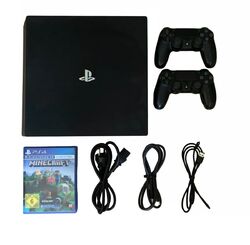 Sony PlayStation 4 Pro 1TB  - Jet Black - Zwei Originale Controller - Minecraft