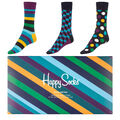 3er-Pack Socken von Happy Socks Mixed Geschenk-Set Unisex Damen Herren Gr. 36-40