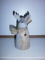 Teelichtfigur Tierfigur graues Rentier / Elch / Hirsch mit Batteriegehäuse