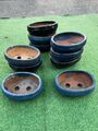 10 Bonsai Schalen 14x10x5 Bonsaischale Ohne Untersetzer Keramik glasiert Blau