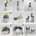 Formano Vase Blumenvase aus Keramik grau schwarz silber