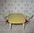 Vintage Konvolut ddr Puppenmöbel Tisch 2 Stühle für Puppenstube Küche