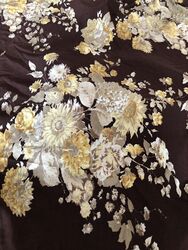 Stoffrest Blumen braun beige  100 x 130