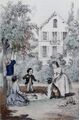 ALLTAG IN  FRANKREICH / FRANCE UM 1850 - hand- color. Litho " ON SE MIT A TABLE