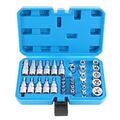 TECPO INNEN + AUßEN TORX STECKSCHLÜSSEL SATZ E4-E20 NÜSSE T10-T60 NUSS-SET 3/8