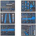 Werkstattwagen Einlagen Blau Werkzeugeinlagen 520x400mm bestückt 6 Stück