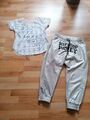 Zumba Wear Gr. M Haremshose Silber und Shirt weiß /schwarze Schrift Gr. M