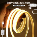 220V COB LED Streifen 230V Leiste Band Stripe Lichterkette Lichtschlauch Dimmbar