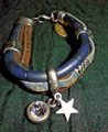 Joy Armband Schmuck mit Lederband Stern braun/blau gestempelt/signiert Nr.1433