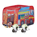 3 tlg Feuerwehr Set, 2 Feuerwehrhelme für Kinder, Spielzelt Feuerwehr, für Jungs