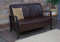 2er Sofa Couch Zweisitzer, Metall Kunstleder Industrie-Design ~ vintage braun