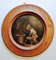 Niederländische Malerei : Rauchender Bauer - Öl auf Holzplatte um 1700 - rund 