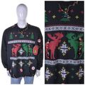 Vintage 3D Weihnachtspullover XXL niedlich Kitsch hässlich klebrig Lametta Pullover Sweatshirt